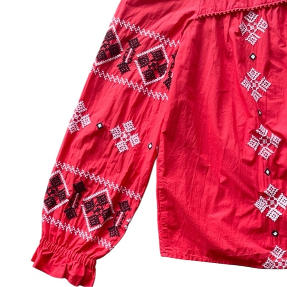 ZARA WOMAN Embroidered Top in Red Size XS — GORGEOUS!!! - Picture 7 of 14
